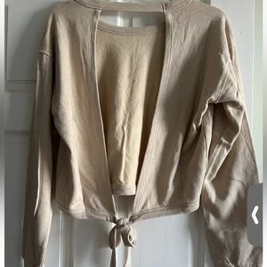 Bobi Los Angeles Sweatshirt Open Tie-Back NWT Size Small Tan